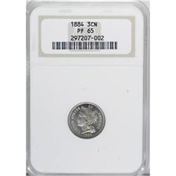 1884 3CN PR65 NGC. NGC Census: (334/253). PCGS Pop