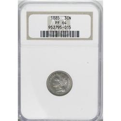 1885 3CN PR64 NGC. NGC Census: (218/436). PCGS Pop