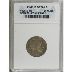 1926-S 5C --Cleaned, Scratched--ANACS. Fine 15 Detail