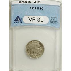 1926-S 5C VF30 ANACS. NGC Census: (94/408). PCGS P