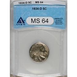 1934-D 5C MS64 ANACS. NGC Census: (516/96). PCGS P