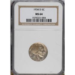 1934-D 5C MS64 NGC. NGC Census: (517/96). PCGS Pop