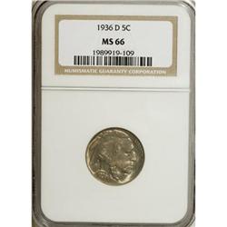 1936-D 5C MS66 NGC. NGC Census: (577/10). PCGS Pop