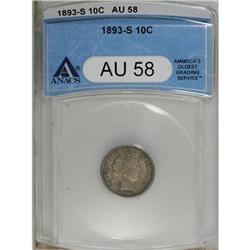 1893-S 10C AU58 ANACS. NGC Census: (4/69). PCGS Po