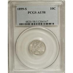 1899-S 10C AU58 PCGS. PCGS Population (9/68). NGC