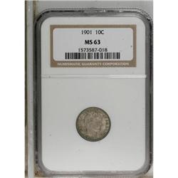 1901 10C MS63 NGC. NGC Census: (48/103). PCGS Popu