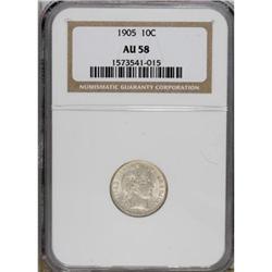 1905 10C AU58 NGC. NGC Census: (9/111). PCGS Popul