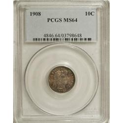 1908 10C MS64 PCGS. PCGS Population (79/50). NGC Censu