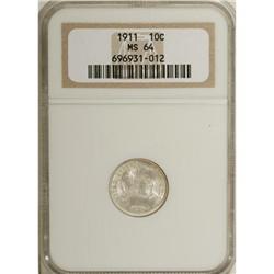 1911 10C MS64 NGC. NGC Census: (215/171). PCGS Pop