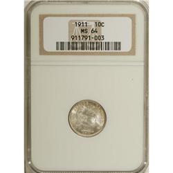 1911 10C MS64 NGC. NGC Census: (215/171). PCGS Pop