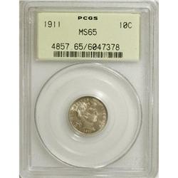 1911 10C MS65 PCGS. PCGS Population (105/77). NGC