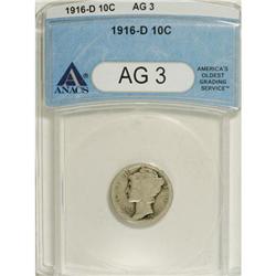 1916-D 10C AG3 ANACS. NGC Census: (462/705). PCGS