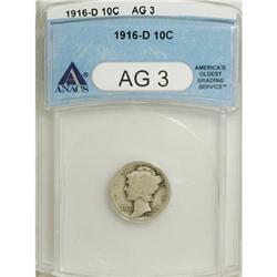 1916-D 10C AG3 ANACS. NGC Census: (462/705). PCGS