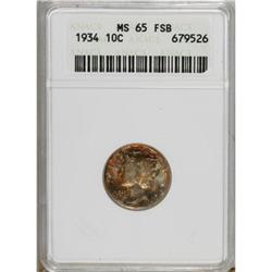 1934 10C MS65 Full Bands ANACS. NGC Census: (143/1
