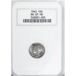 1942 10C MS67 Full Bands NGC. NGC Census: (204/1).