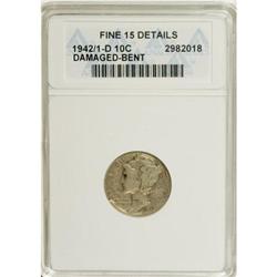1942/1-D 10C --Bent--ANACS. Fine 15 Detais. NGC Census: