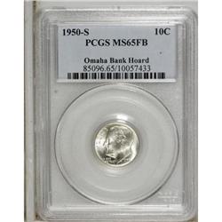 1950-S 10C MS65 Full Bands PCGS. Ex: Omaha Bank Ho