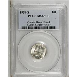 1954-S 10C MS65 Full Bands PCGS. Ex: Omaha Bank Ho
