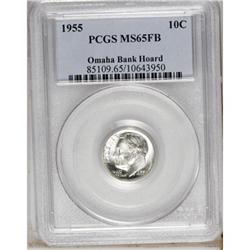 1955 10C MS65 Full Bands PCGS. Ex: Omaha Bank Hoar