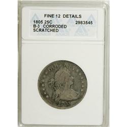 1805 25C --Corroded, Scratched--ANACS. Fine 12 Details.