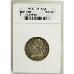 1831 25C Small Letters--Cleaned--ANACS. VF30 Details.