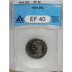 1834 25C XF40 ANACS. NGC Census: (17/270). PCGS Po