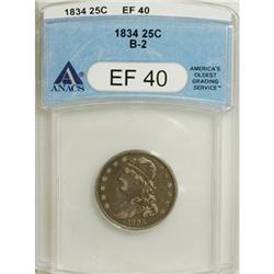 1834 25C XF40 ANACS. B-2. NGC Census: (17/270). PC