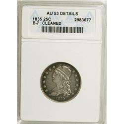 1835 25C --Cleaned--ANACS. AU53 Details. NGC Census: (1