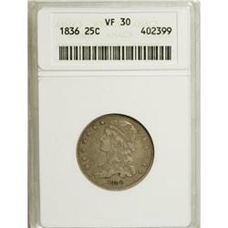 1836 25C VF30 ANACS. NGC Census: (4/86). PCGS Popu