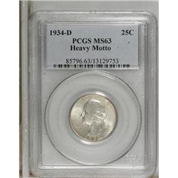1934-D 25C Heavy Motto MS63 PCGS. PCGS Population
