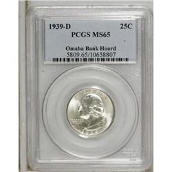 1939-D 25C MS65 PCGS. Ex: Omaha Bank Hoard. PCGS P