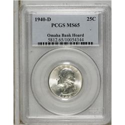 1940-D 25C MS65 PCGS. Ex: Omaha Bank Hoard. PCGS P