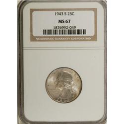 1943-S 25C MS67 NGC. NGC Census: (146/1). PCGS Pop