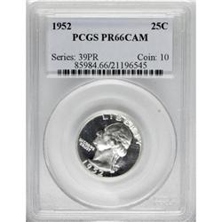 1952 25C PR66 Cameo PCGS. PCGS Population (52/44).