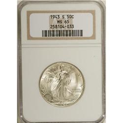 1943-S 50C MS65 NGC. NGC Census: (1274/250). PCGS