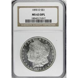 1890-O $1 MS63 Deep Mirror Prooflike NGC. NGC Cens