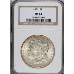 1891 $1 MS64 NGC. NGC Census: (910/67). PCGS Popul