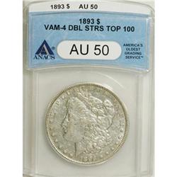 1893 $1 AU50 ANACS. VAM-4, Doubles Stars. A Top-100 Va