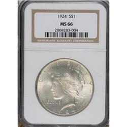 1924 $1 MS66 NGC. NGC Census: (842/58). PCGS Popul