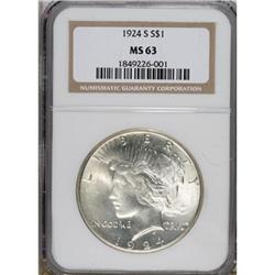 1924-S $1 MS63 NGC. NGC Census: (585/768). PCGS Po
