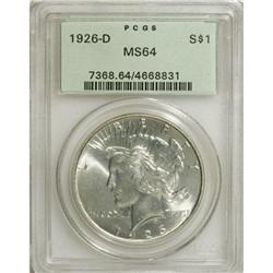 1926-D $1 MS64 PCGS. PCGS Population (1260/745). N
