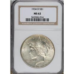 1934-D $1 MS62 NGC. NGC Census: (545/1710). PCGS P