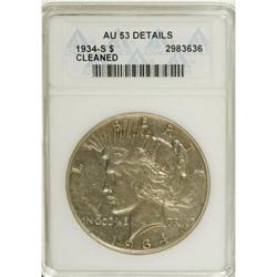 1934-S $1 --Cleaned--ANACS. AU53 Details. NGC Censu