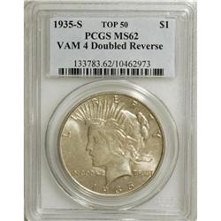 1935-S $1 4 Rays Below ONE MS62 PCGS. PCGS Population