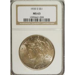 1935-S $1 MS63 NGC. NGC Census: (438/1132). PCGS P