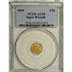1849 G$1 Open Wreath AU55 PCGS. PCGS Population (6