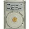 Image 1 : 1849 G$1 Open Wreath MS62 PCGS. PCGS Population (2