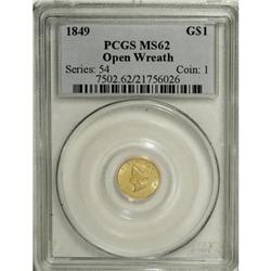1849 G$1 Open Wreath MS62 PCGS. PCGS Population (2