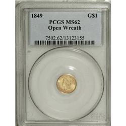1849 G$1 Open Wreath MS62 PCGS. PCGS Population (2