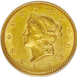 1849 G$1 Closed Wreath MS61 NGC. NGC Census: (0/0)